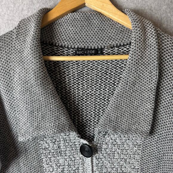Nic Zoe Chunky Knit Cardigan Sweater Womens Lg Big Buttons Boho Lagenlook Gray - Picture 5 of 11